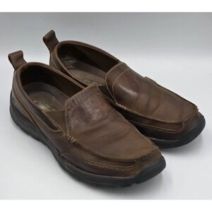 Skechers Men's 9 Relaxed Fit  Superior Gains Brown Leather Slip On Loafers 63697